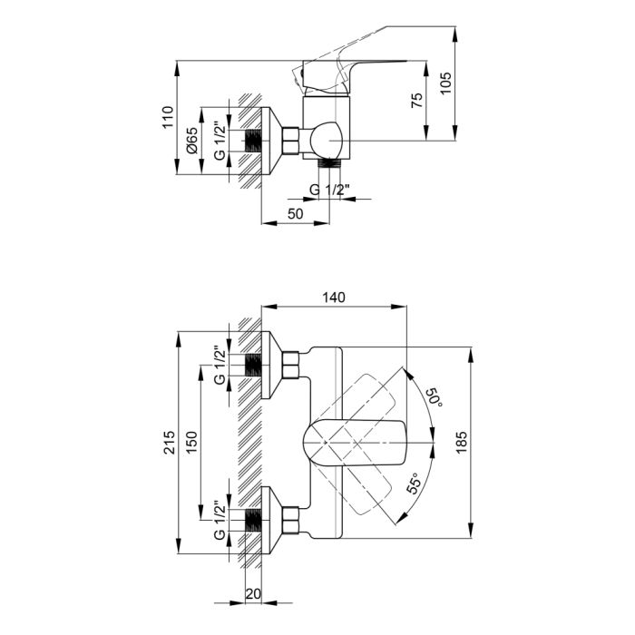 Змішувач для душу Qtap Svitava 4011107C
