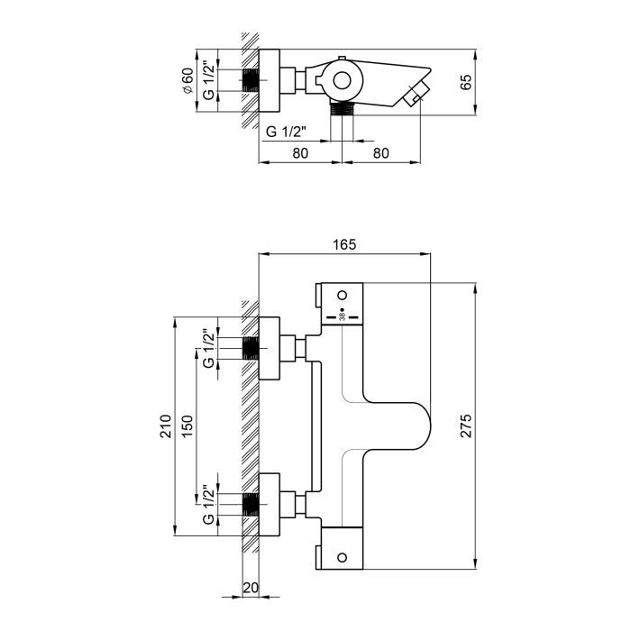 Змішувач термостатичний для ванни Qtap Inspai-Therm CRMT300800